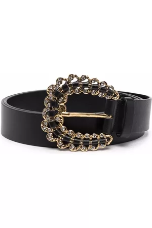 Maje Diamanté-buckle leather belt