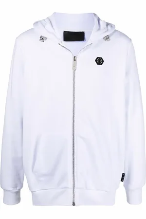 Philipp Plein Embellished skull logo-print zip hoodie