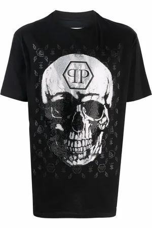 Philipp Plein Gem-embellished skull logo-graphic T-shirt