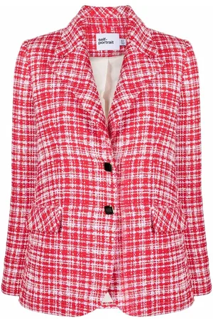 Self-Portrait Boucl?? checked blazer