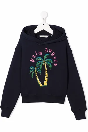 Palm Angels Palm-tree embroidered cotton hoodie