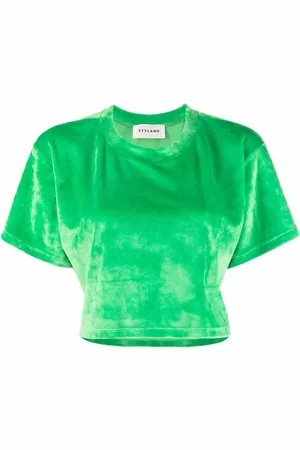 Styland Velvet-effect cropped T-shirt