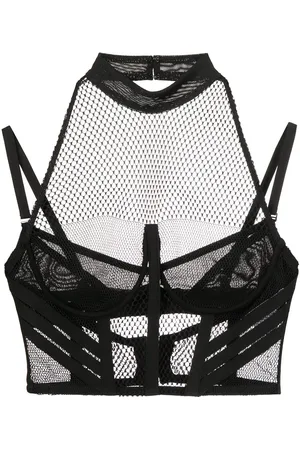 DION LEE Net-lace layered bra top