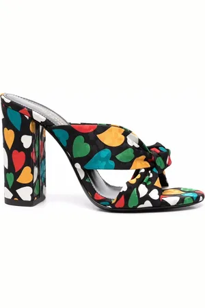 Saint Laurent Knotted heart-print mules