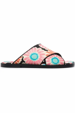 La DoubleJ Daisy-print criss-cross sandals