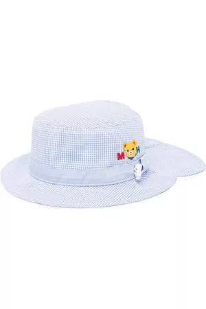 Miki House Teddy-patch check sun hat