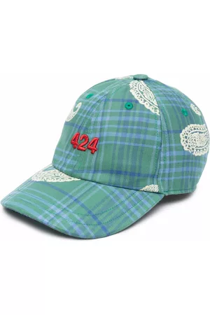 424 Checked logo-embroidered cap