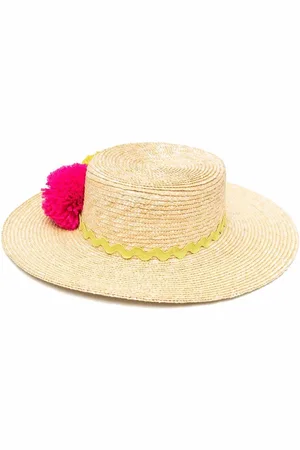 Piccola Ludo Pompom-detail interwoven sun hat