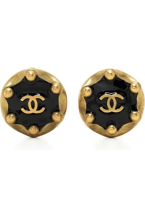 CHANEL 1994 CC button earrings