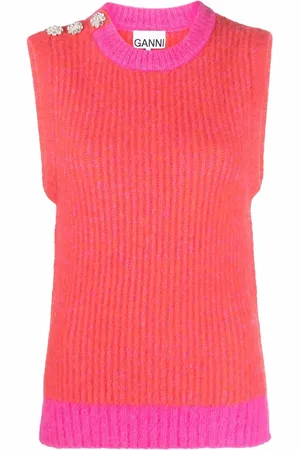 Ganni Embellished wool-blend vest