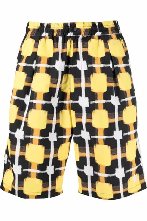 MARCELO BURLON Straight-leg checked track shorts