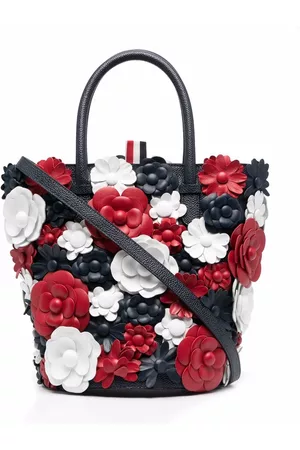 Thom Browne Women 17 Inch Laptop Bags - Floral-appliqué tote bag