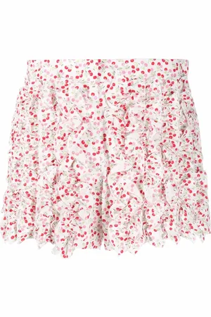 Msgm Cherry-print ruffled mini shorts
