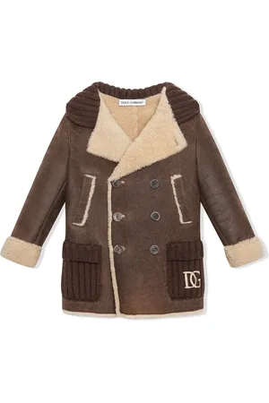 Dolce & Gabbana Shearling-trim double-breasted coat