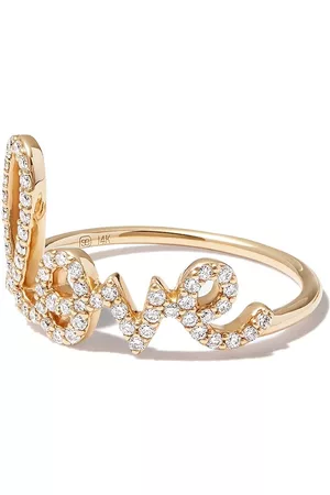 Sydney Evan Large 14kt yellow Love Script diamond ring