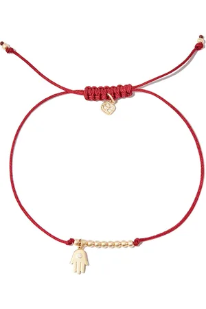 Sydney Evan 14kt yellow Hamsa Hand diamond cord bracelet