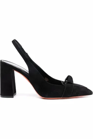santoni Knot-embellished 95mm slingback pumps
