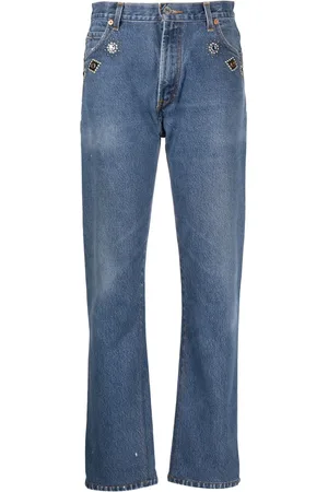 RE/DONE Crystal-embellished straight-leg jeans
