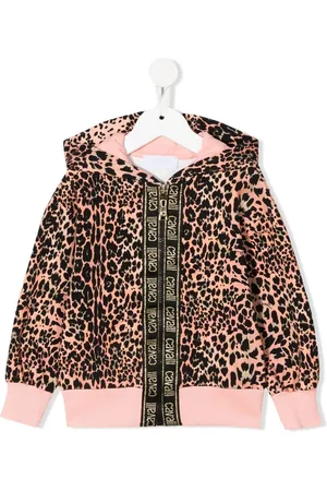 Roberto Cavalli Leopard-print logo tape hoodie