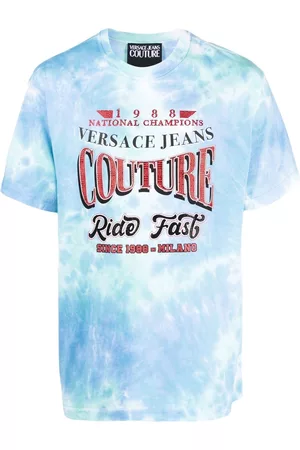 Versace Jeans Couture Men Short Sleeve - Tie-dye slogan-print T-shirt