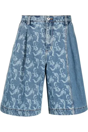Feng Chen Wang Printed denim shorts