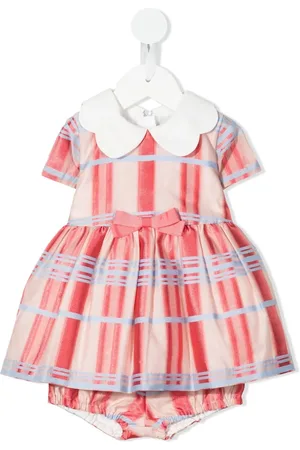 HUCKLEBONES LONDON Striped flared short-sleeved dress