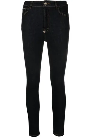 Philipp Plein Skull embroidered logo skinny jeans