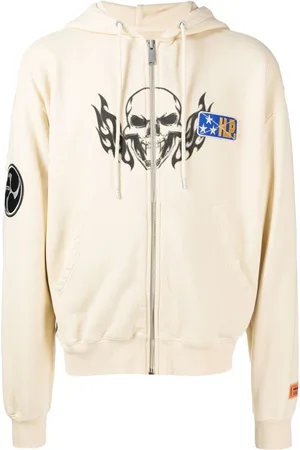 Heron Preston Flaming Skull zip-fastening hoodie