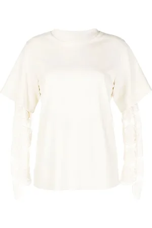 GOEN.J Lace-sleeve crew neck T-shirt