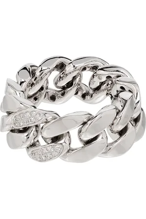 Shay 18kt white gold pav?? diamond link ring
