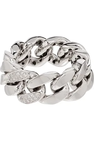 Shay 18kt white gold pavé diamond link ring