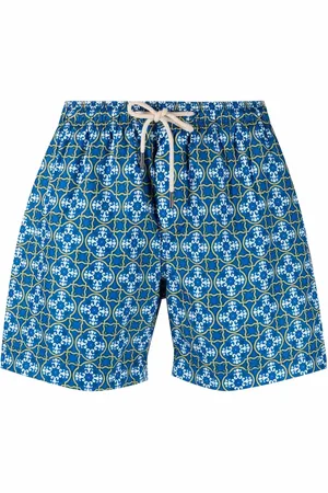 PENINSULA SWIMWEAR Tile-print drawstring-waist swim shorts