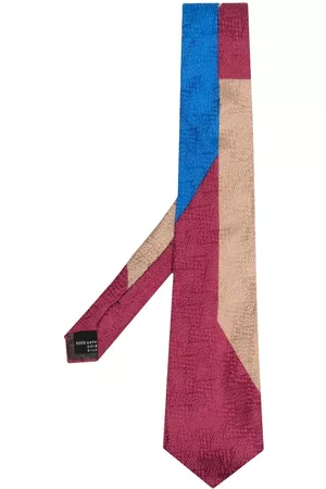 VERSACE 2000s textured colour-block silk tie
