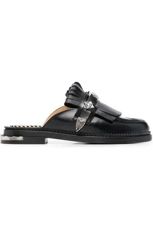 TOGA PULLA Fringe-trimmed slip-on mules
