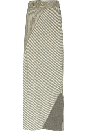 AERON Asymmetric knitted striped skirt