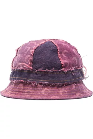 Marine Serre Distressed logo-print bucket hat