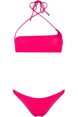 The Attico Ribbed halterneck bandeau bikini