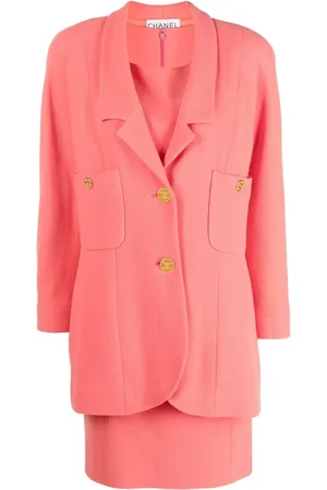CHANEL 1980s CC-button dress and blazer set