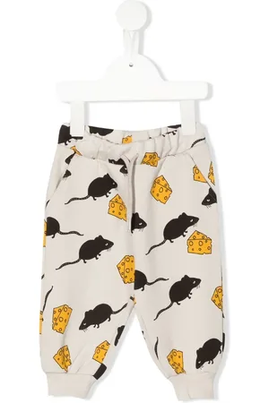 Mini Rodini Mouse-motif organic-cotton track pants