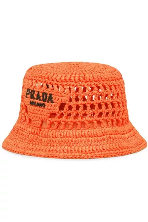 Prada Raffia embroidered-logo bucket hat
