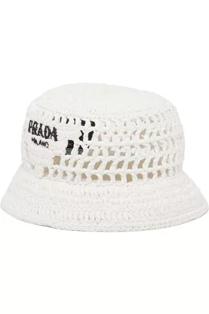 Prada Logo raffia bucket hat