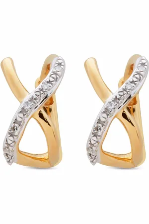 Monica Vinader Riva crossover diamond huggie earrings