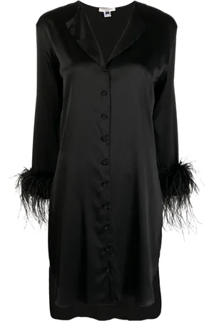 Gilda & Pearl Camille feather-trim shirt dress