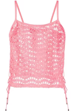 BLUMARINE Crochet fringed cropped top