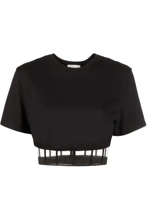 Alexander McQueen Cropped cut-out T-shirt