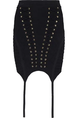 Balmain Lace-up detailed knit skirt