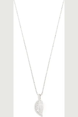 Anita 18kt white gold diamond palm leaf necklace
