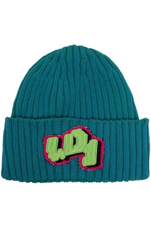 We11 Done Men Hats - Logo-patch ribbed hat