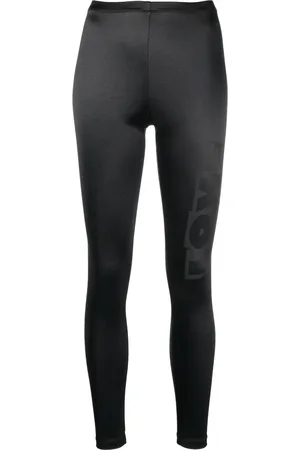 Moschino Satin-finish logo print leggings