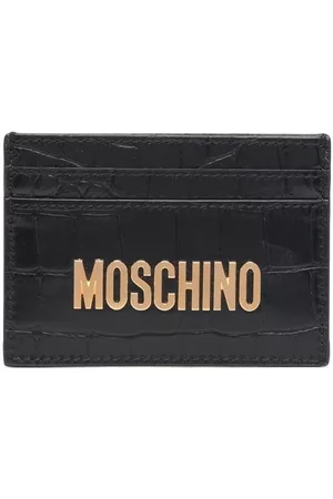Moschino Men Wallets - Crocodile-effect logo cardholder